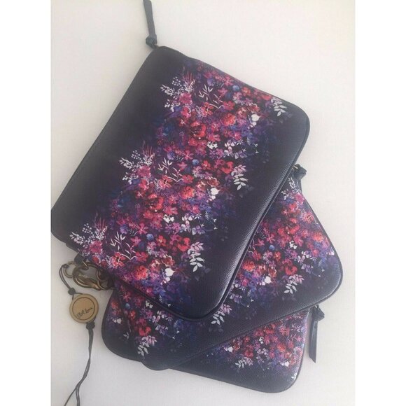 Elliott Lucca Set of 3 Artisan Floral Bouquet Indigo Blue Cosmetic Bags NEW - Picture 3 of 9